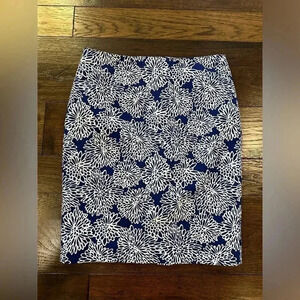 Liz Claiborne Floral Blue Pencil Skirt- size 10